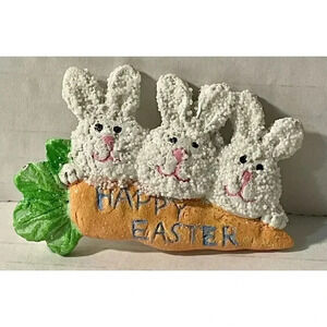 Easter Bunnies Vintage Resin Brooch Pin‎
